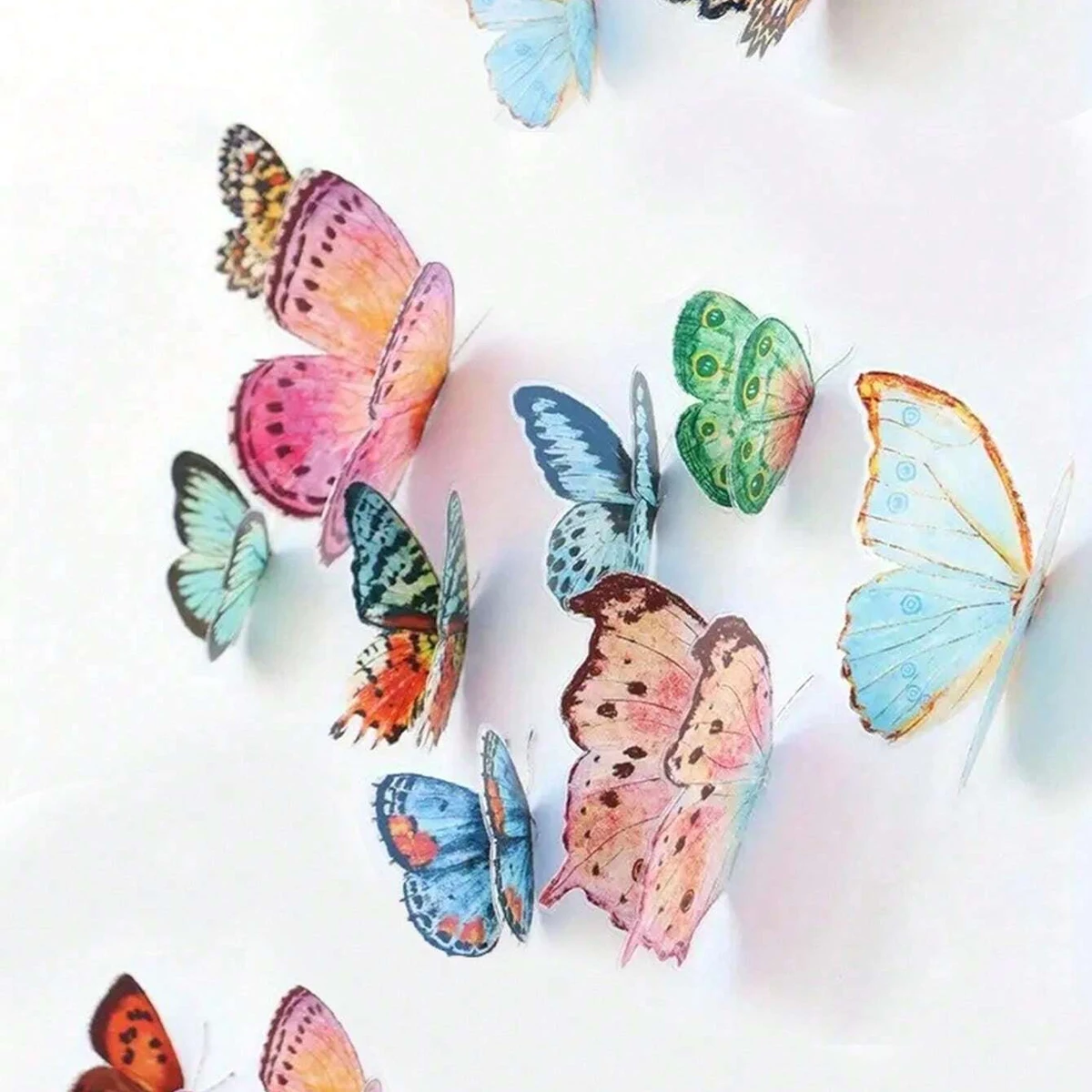 Adorno de mariposa de acuarela de plástico simulado, pegatinas de pared 3D, decoraciones para fiesta del Día de San Valentín y boda para la habitación del hogar