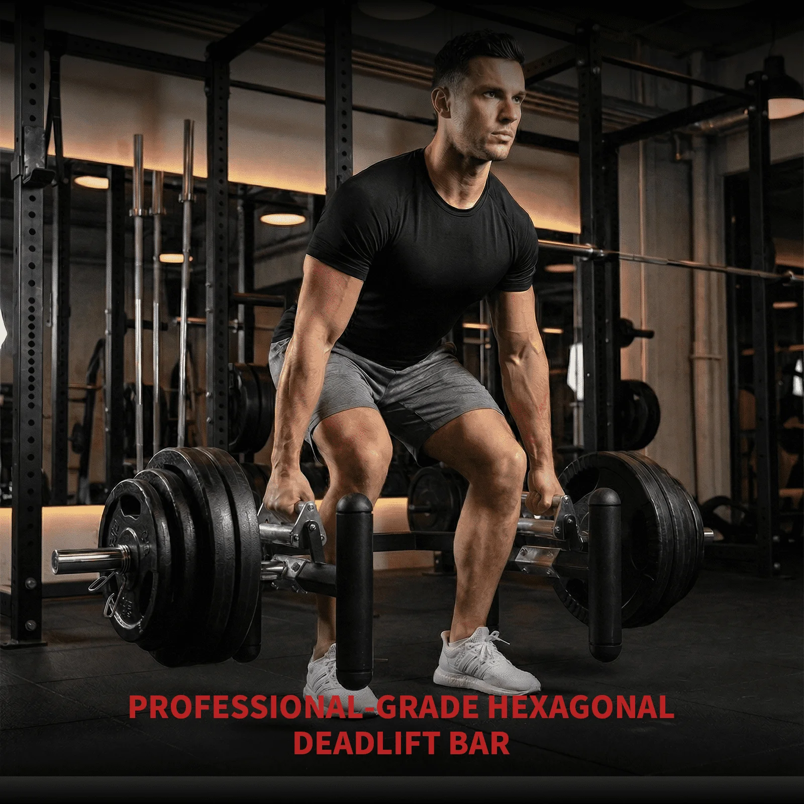 Open-Ended Weightlifting Barbell Multi-Function Weight Equipment Trap Bar Wear Resist for Deadlift Carries Lunges Squats