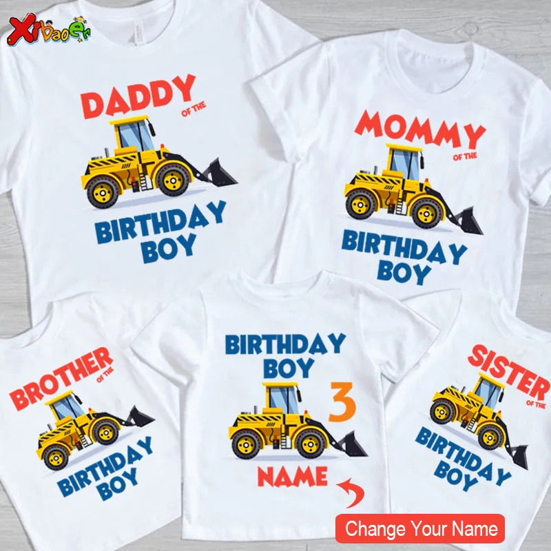 

Construction family T Shirts Party Birthday Boy Shirt for Matching Outfit Clothes Transportati Toddler Baby Custom Kids Clothing