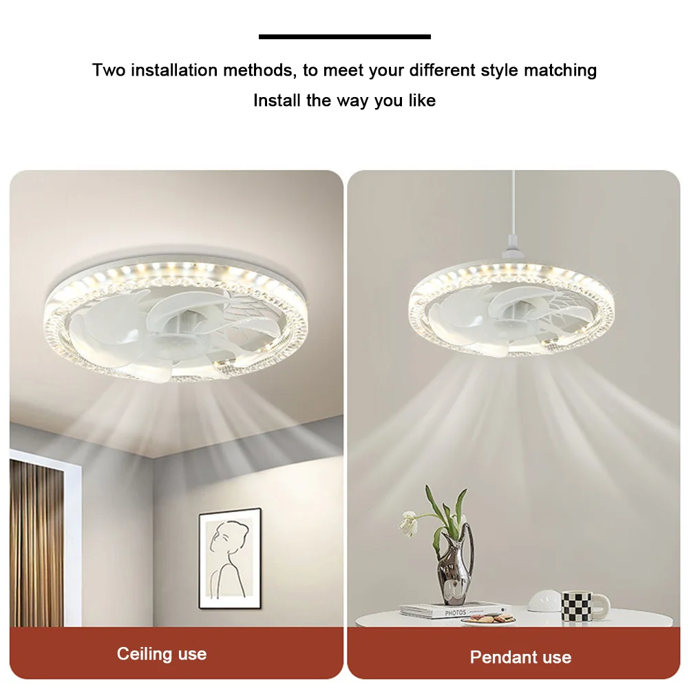 

Потолочный вентилятор для скрытого монтажа, умный потолочный вентилятор с дистанционным управлением и регулируемой яркостью со светодиодной подсветкой, 4-скоростная основа преобразователя E27 для домашней комнаты