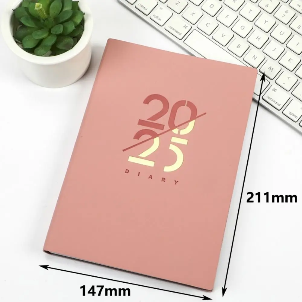 2025 Portable Agenda Book English Calendar Book A5 PU Notepads Creative Daily Planner Reminder Desktop Date Calendar Diary