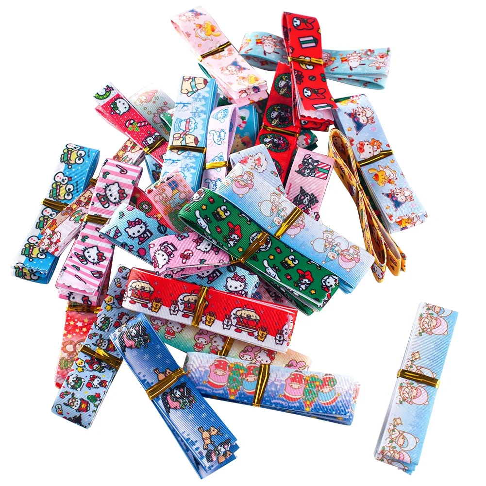 Nuovo Set casuale misto stile 5/10 22/25mm natale Sanrio personaggi stampati nastri in Grosgrain, 1Y/style