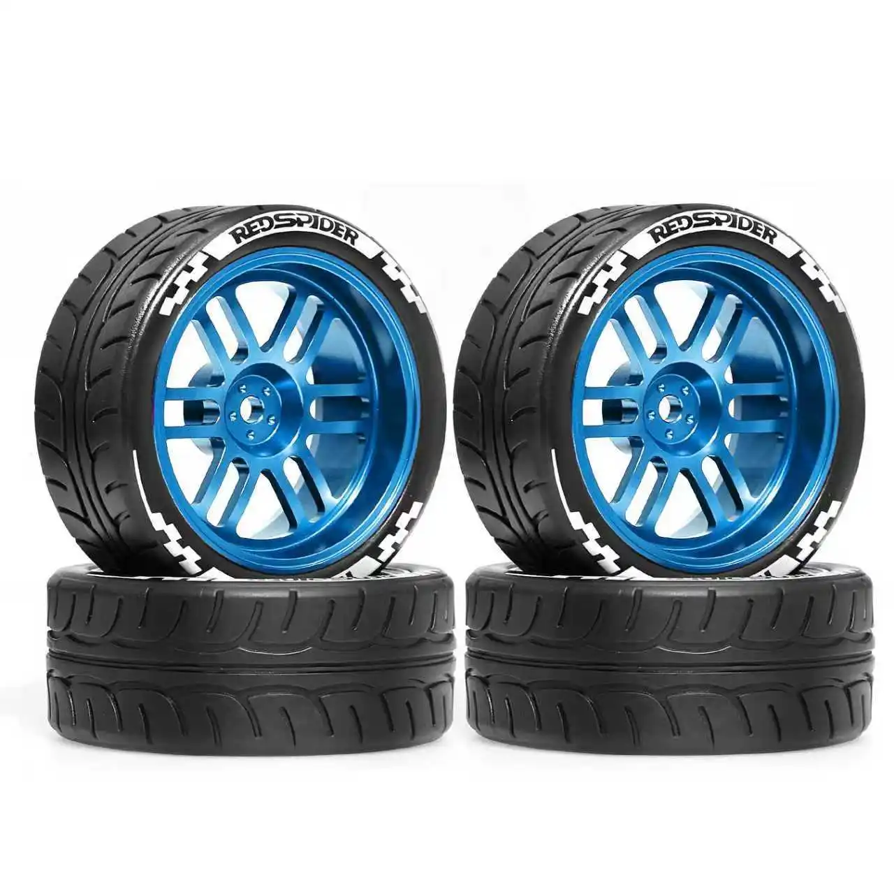 

1/10 RC metal wheels + tires with 12mm hexagonal center for HSP 94122, Tamiya XV01, TT02, HPI, Takasago CS D4