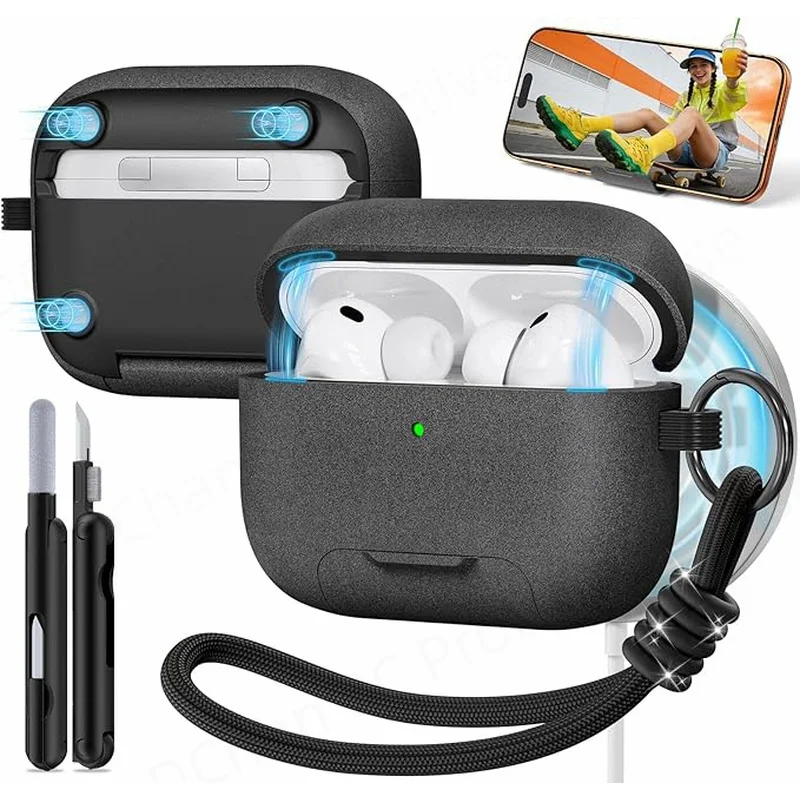    2026 Hülle für AirPods 4 3 Pro 3 mit Magnetverschluss-Design [Integrierter Telefonständer] Kratzfeste Schutzhülle für AirPods 4/5 Ohrhörerhülle