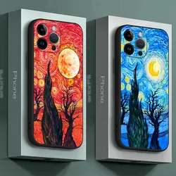 Van Gogh Painted Art Starry Night Phone Case for Apple iPhone 14 XR 8 Plus 11 SE 13 Pro XS X 12 Mini 15 Pro Max Cover