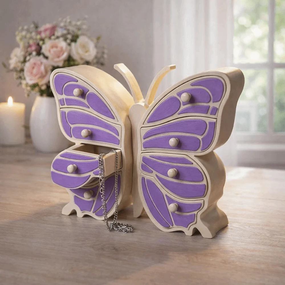 

Large Capacity Butterfly Jewelry Box Dust-proof Plastic Multi-Drawer Storage Case Decorative Space Saving Trinket Box