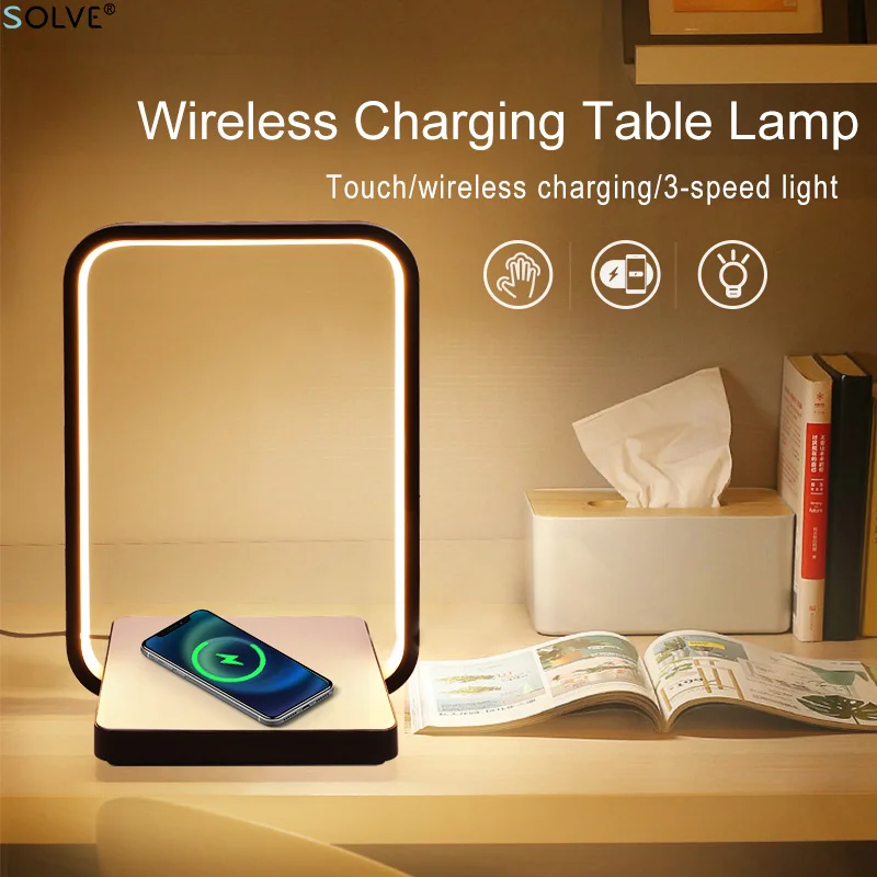 

Nordic Table Lamp QI Wireless Charging Touch Switch Dimmable USB Bedside Lamp For Living Room Bedroom Study Decorative Desk Lamp