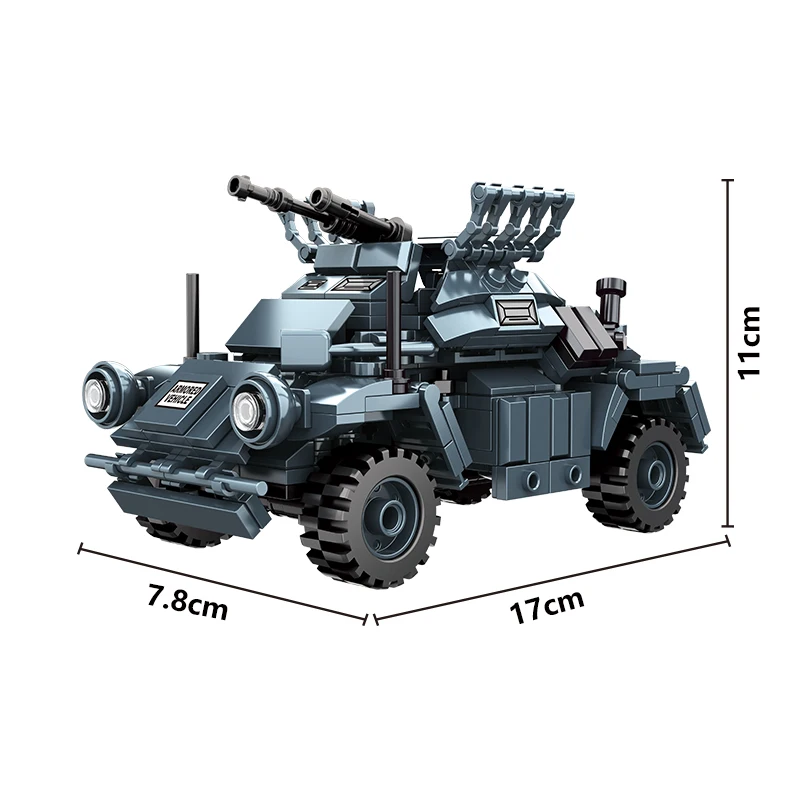 Militär Armee Soldaten Weltkrieg Panzer Gepanzertes Fahrzeug Modell Zusammenbaubare Bausteine DIY Spielzeug Geschenk
