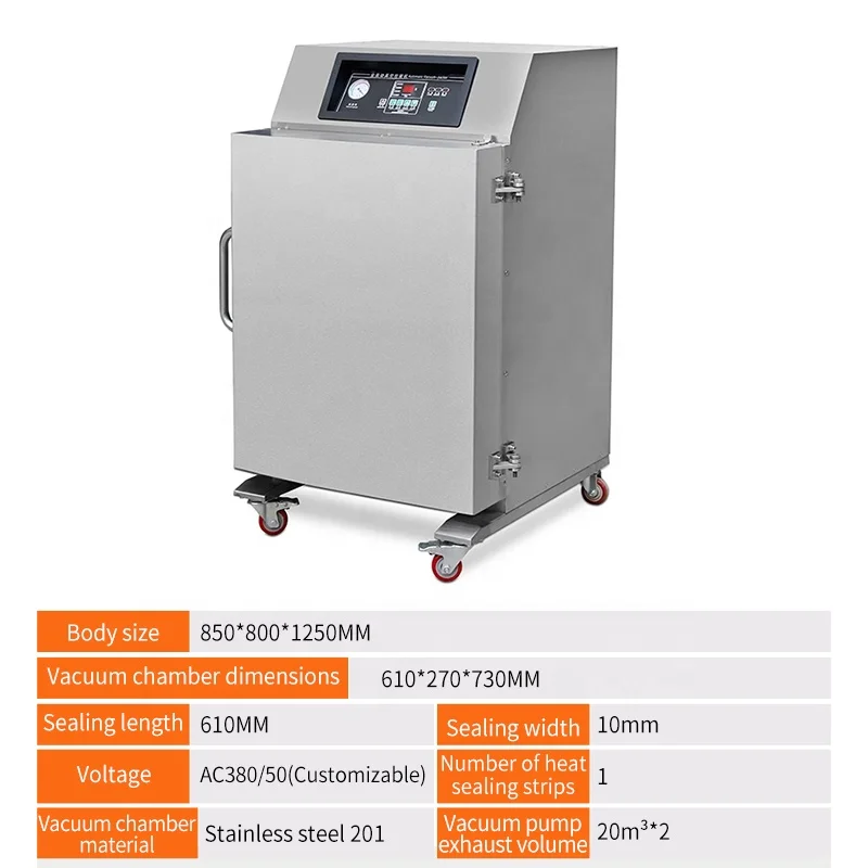 DZ-610/650 Automatic Single Chamber Induction Small Vertical Cabinet Type Food Corn Plastic Bag Sealing Vacuum Packaging