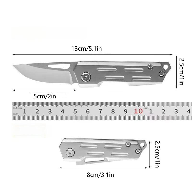 korknife Opvouwbaar zakmes D2 roestvrijstalen mes voor heren Roestvrij stalen handvat Klein sleutelhangermes Buitenmes