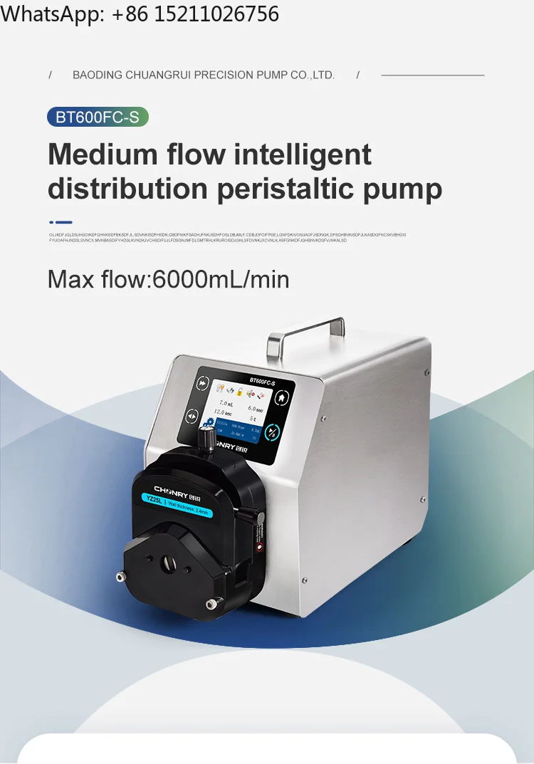 BT600FC-S Industrial Silicone Tube Peristaltic Pump High Flow Stainless Steel Multi Channel