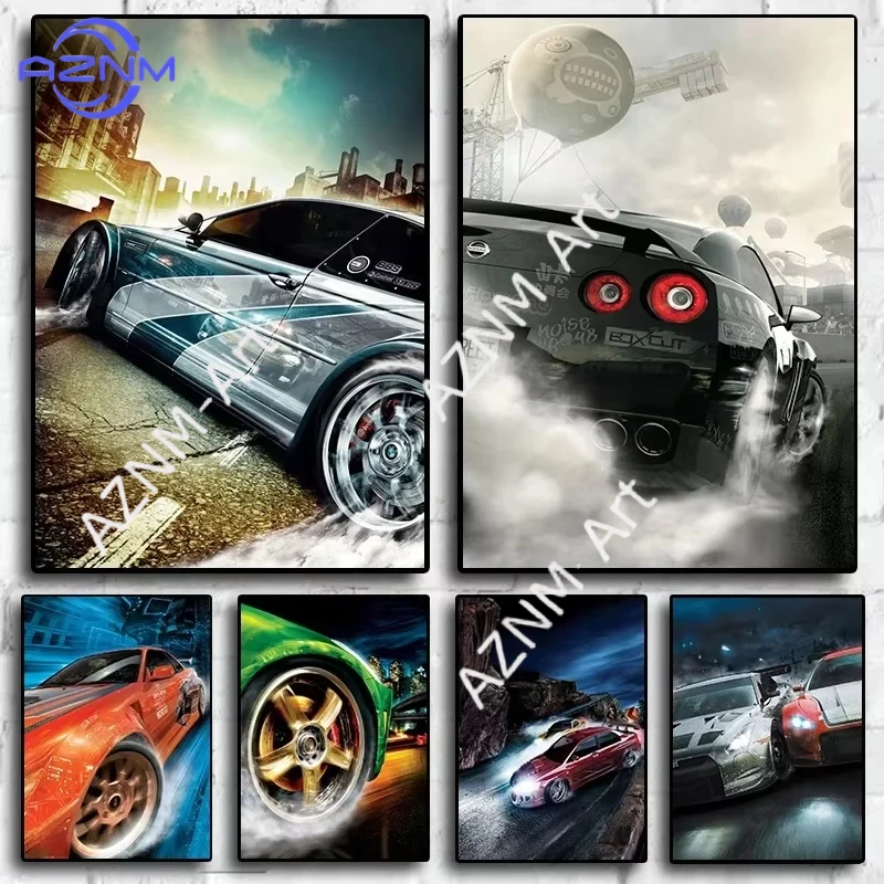 Vintage Weltberühmte Rennwagen-Rallye Need for Speed Kunstposter Leinwanddruck Wandbilder für Wohnzimmer Heimdekoration