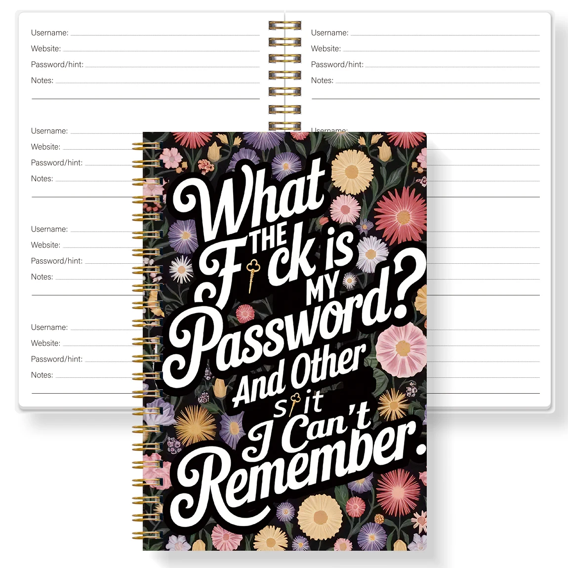A5 كتاب كلمة المرور المضحك غطاء الأزهار المنظم دفتر سجل حلزوني لتسجيل الدخول على موقع المستخدم وإدارة كلمة المرور #4