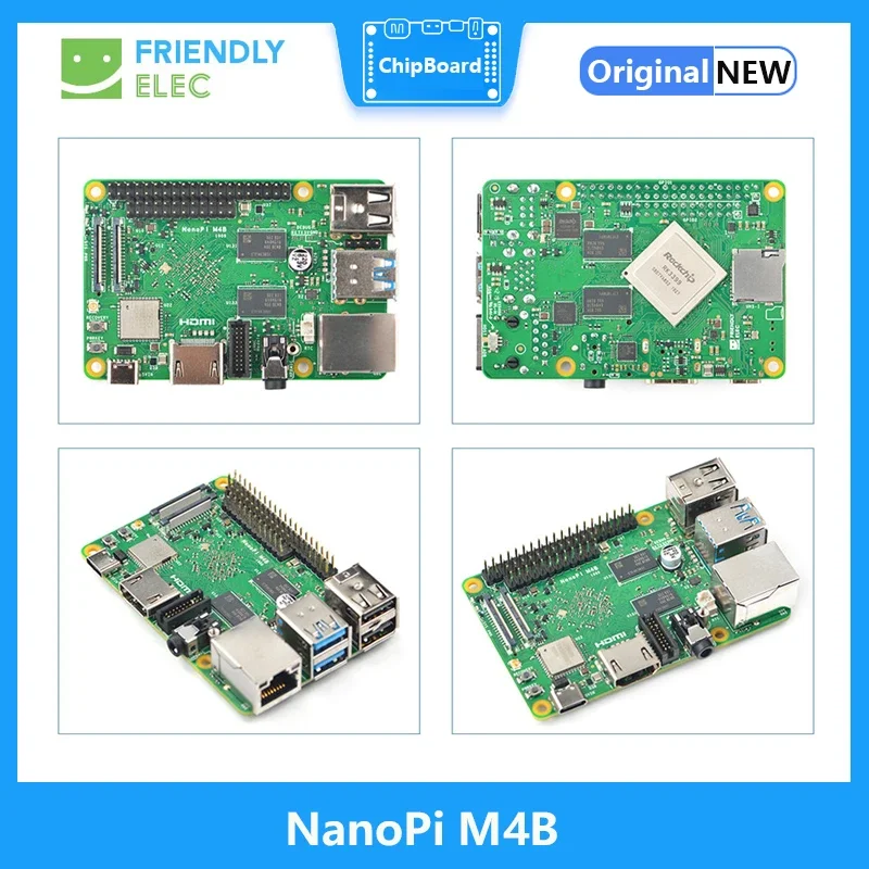 NanoPi M4B 2GB DDR3 Rockchip RK3399 Cámara dual WiFi-5G de doble canal, compatible con Android 8,1 Ubuntu Lubuntu compatible con RPi B3+