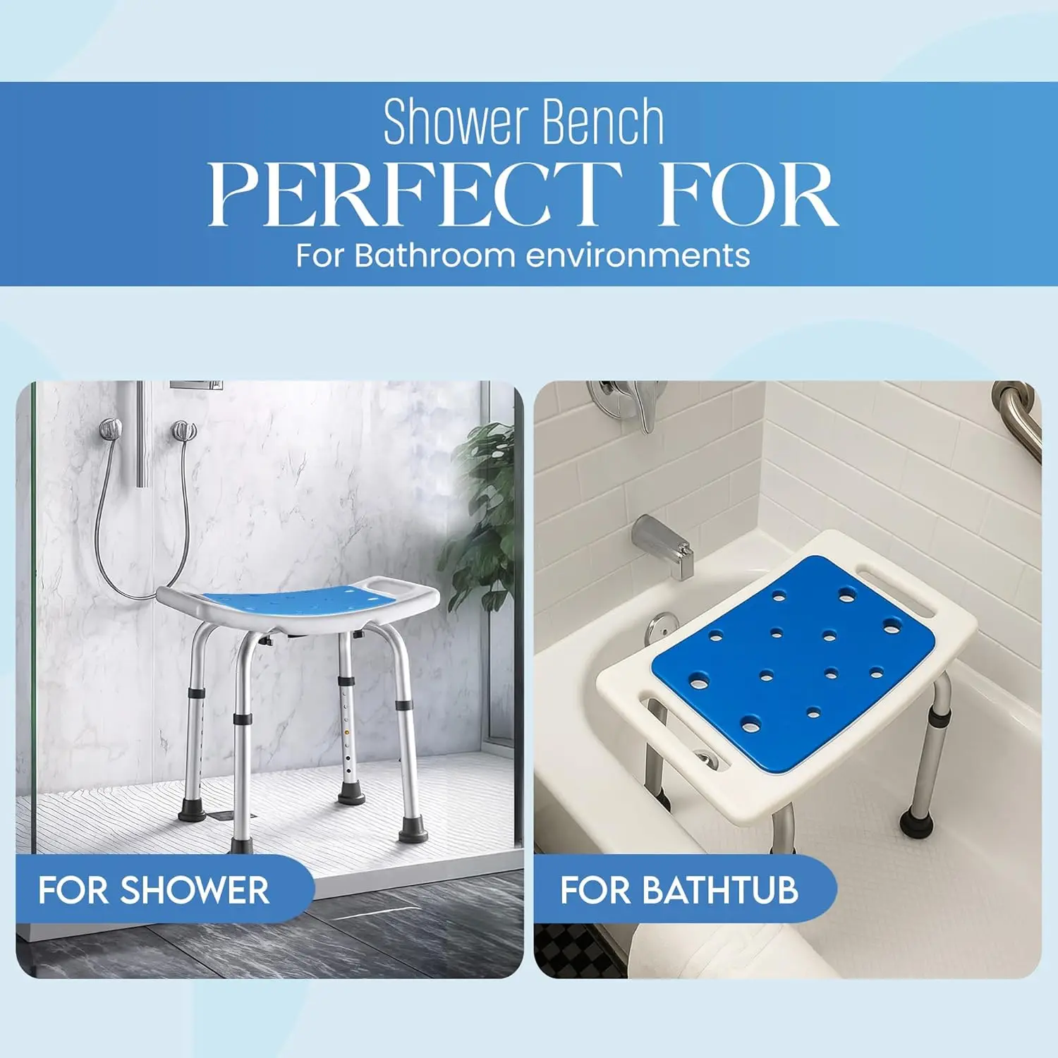 Dr. Kay's Shower Chair for Inside Bathroom, 350 lbs Capacity, Adjustable Height 14.5-19.5 image 5