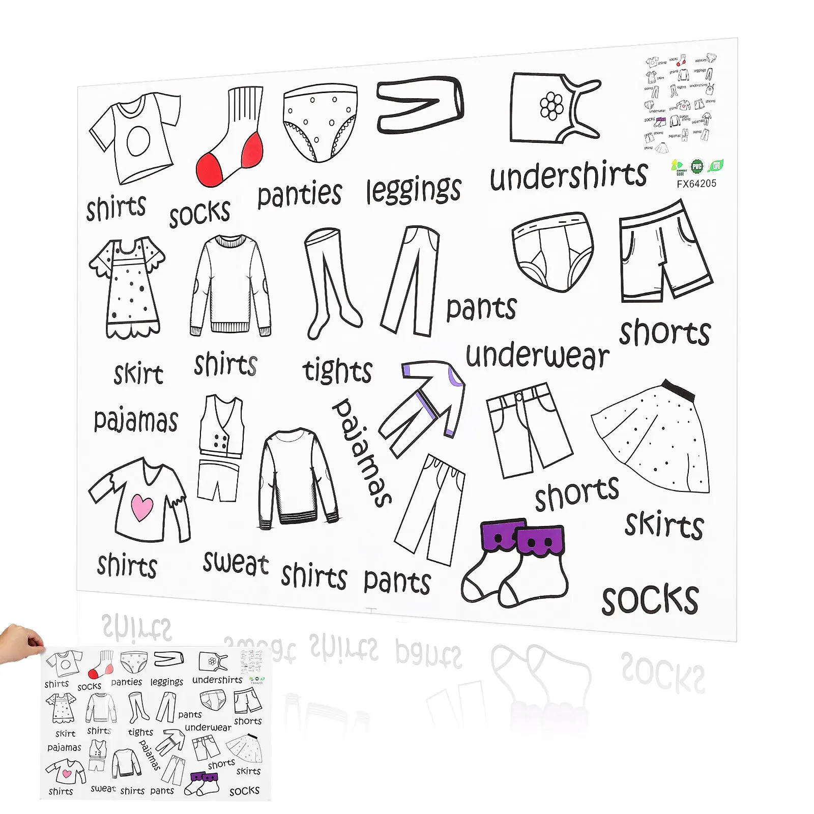Clothing Classification Stickers PVC Removable Wardrobe Dresser Organizer Labels Easy Peel Decorative 1 Sheet