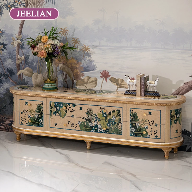 TV Stands French High-End TV Cabinet Modern Shell Inlay Furniture For Villa Living Room Handcrafted Panel Design-the Wizard
