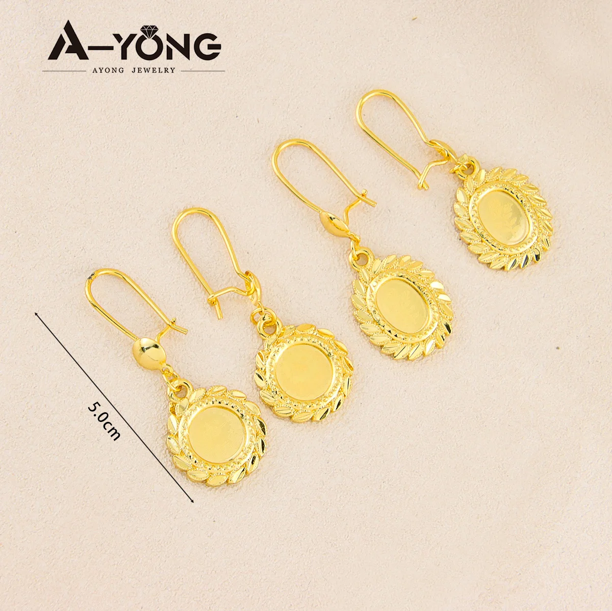 AYONG Turkish Coin Dangle Earrings 21k Gold Plated Dubai African Copper Drop Earring Middle East Arab Women Bridal Jewelry Parts