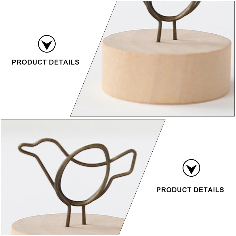 6pcs Photo Display Clamps Creative Wooden Steel Memo Clips Desktop Photo Storage Note Stands Message Holders Decorative