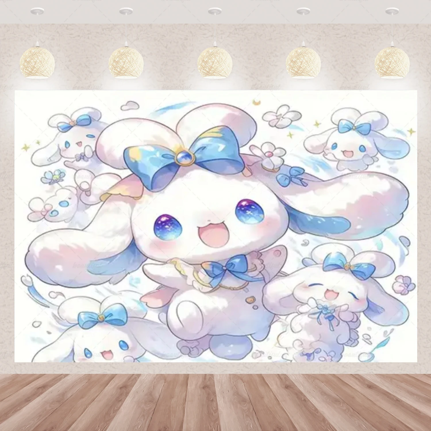 Sanrio 만화 Cinnamoroll 귀여운 생일 파티 배경 장식 배너 Photozone 배경 베이비 샤워 용품 어린이 선물