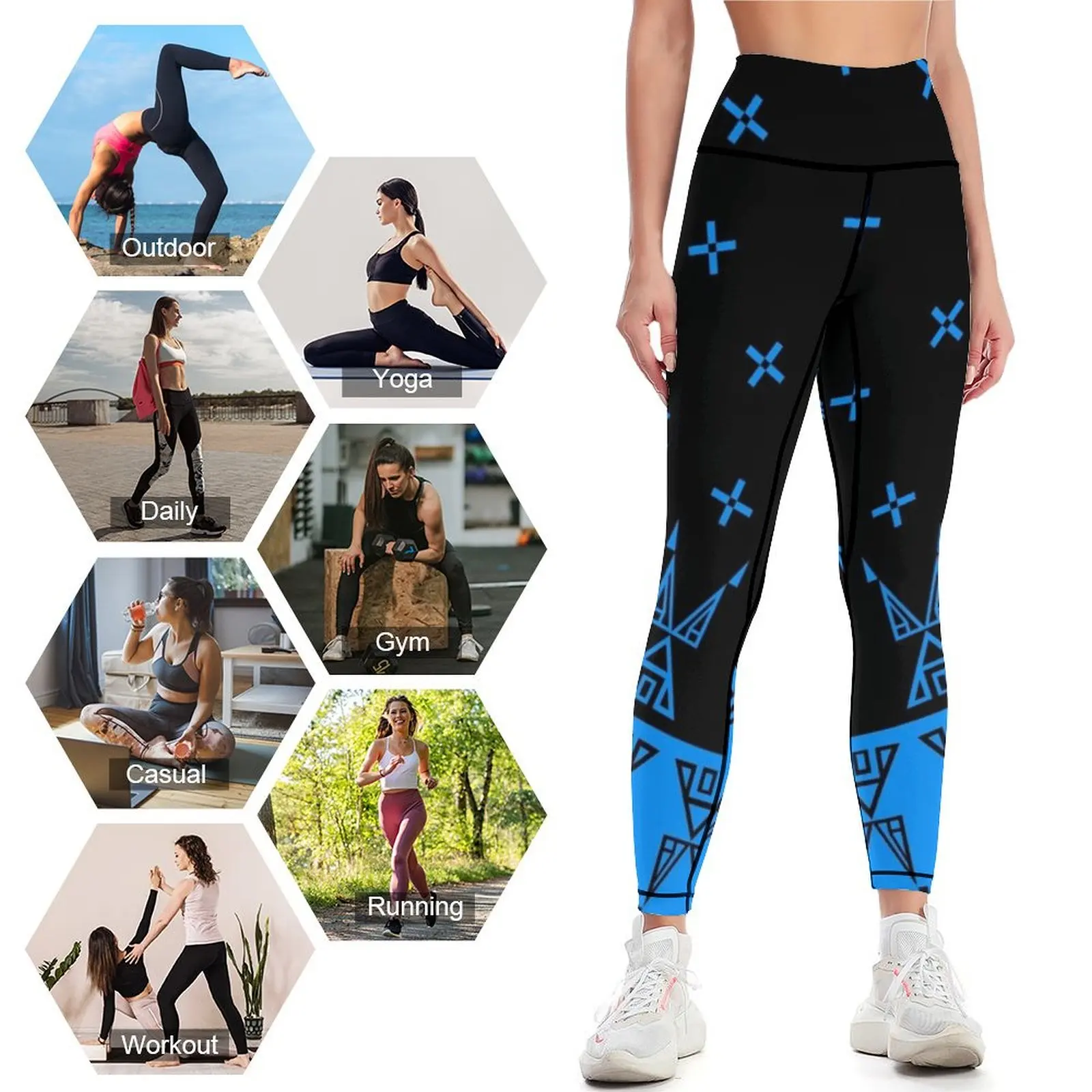 Night Stars-mallas push up para mujer, pantalones deportivos, ropa deportiva para gimnasio, Leggings acampanados, azul/negro