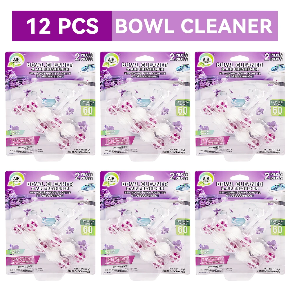 

Air Fusion 5-in-1 Rim Hanger Toilet Bowl Cleaner, Lavender Mint Toilet Basket 6pack 12 Count Bowl Gleaner Air Reshener Neutoyant