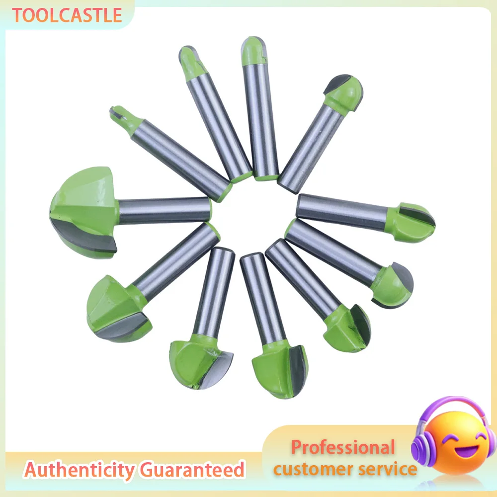 

11Pcs Woodworking Router Bits, 8 Shank Round Bottom Cutter Radius Round Edge Ball Nose Bits for Engraving & Grooving