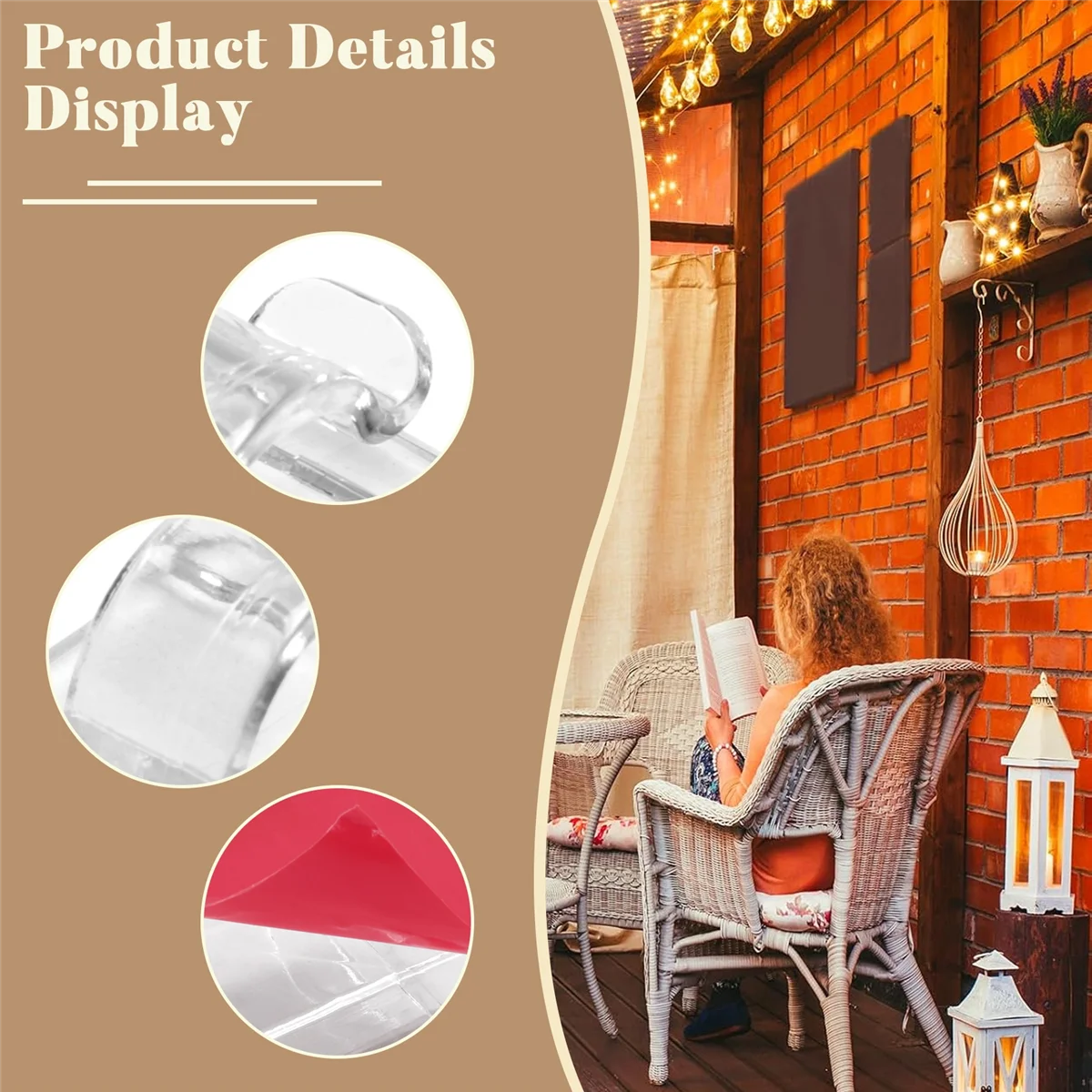 【W20B】Hooks for Outdoor String Lights Clips 15 Pack Clips Clear Light Hook with 15 Waterproof Adhesive Backing
