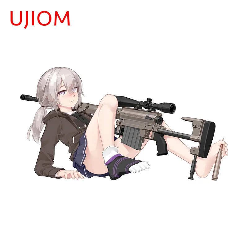 UJIOM 13cm X 7.1cm Cartoon Chibi Girl M200 Gun Wall Stickers Sexy Game Room Decal Air Conditioner Personality Home Decoration