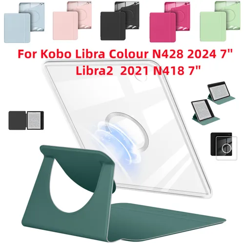 Para Kobo Libra Color 2024 Libra2 2021 N428 N418 7 ''soporte multiángulo cubierta de lector magnético desmontable carcasa transparente protectora