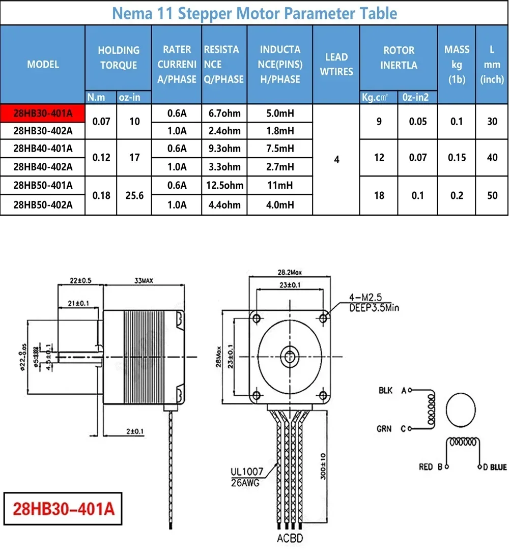 Mini tavolo scorrevole tipo T passo 1mm stadio ferroviario lineare 50/100/200/300mm corsa Nema11 28mm motore passo-passo TB6600 per asse XYZ CNC