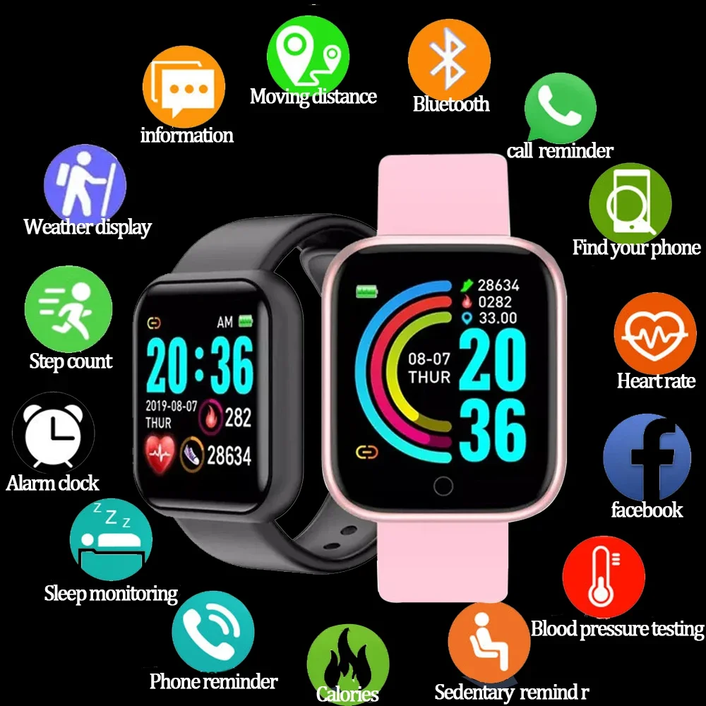 

D20 Pro Smartwatch Men Women 2023 Sport Bluetooth Y68 Blood Pressure Water Resistant Call Reminder Smart Wacht Reloj Inteligente