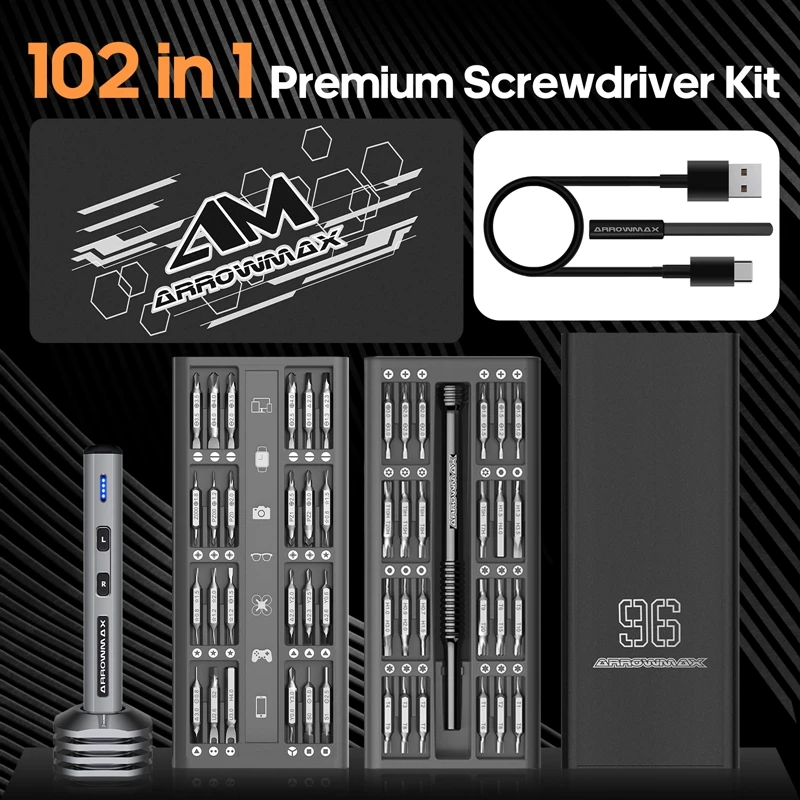 Imagem -06 - Arrowmax-mini Electric Screwdriver Grupo 96 em Recarregável sem Fio Precisão Chaves de Fenda para o Reparo do Telefone Ses Plus