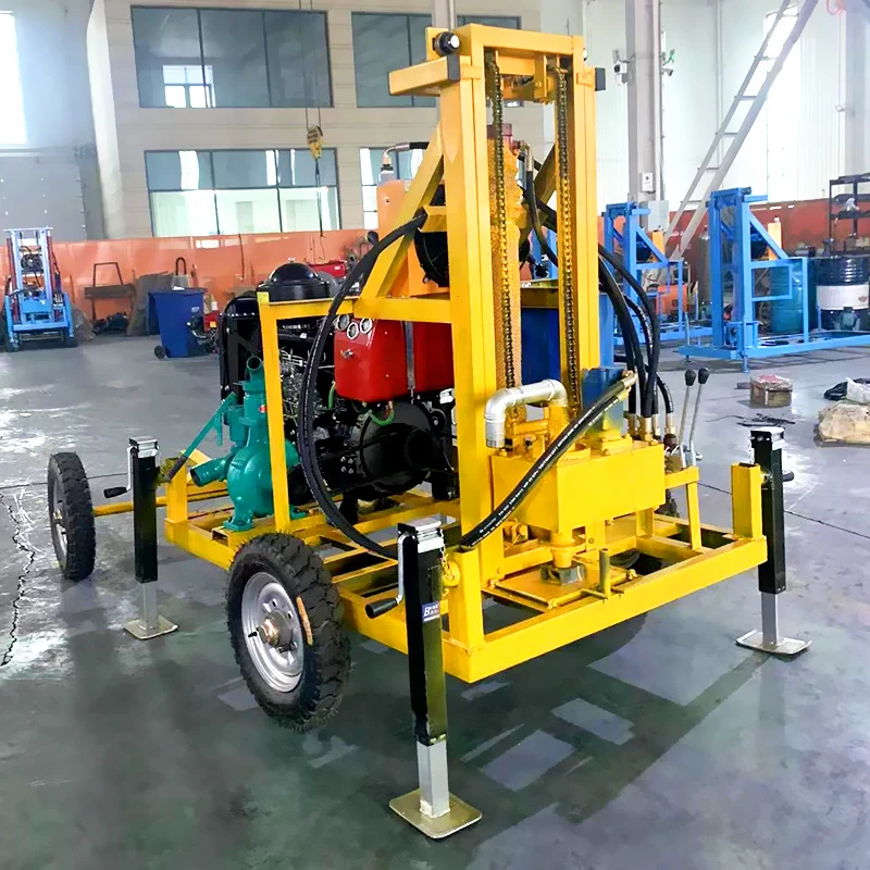 

Customized manual leg 260m drilling machine 60HP diesel customized four-wheel water well drilling machine