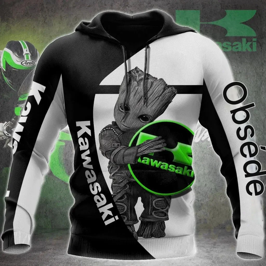 

Мужские толстовки с капюшоном Kawasaki Logo Racing Motorcycle Team популярны весной и осенью для мужских видов спорта на открытом воздухе