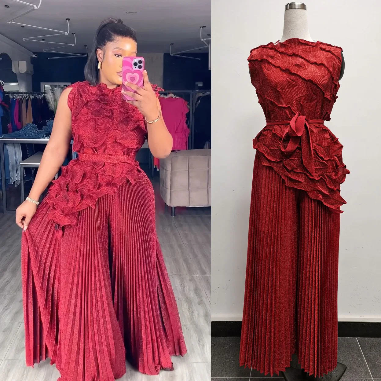 Vêtements africains de grande taille pour femmes, costume bronzant à la mode, haut irrégulier sans manches, pantalon ample à jambes larges, costume de tempérament