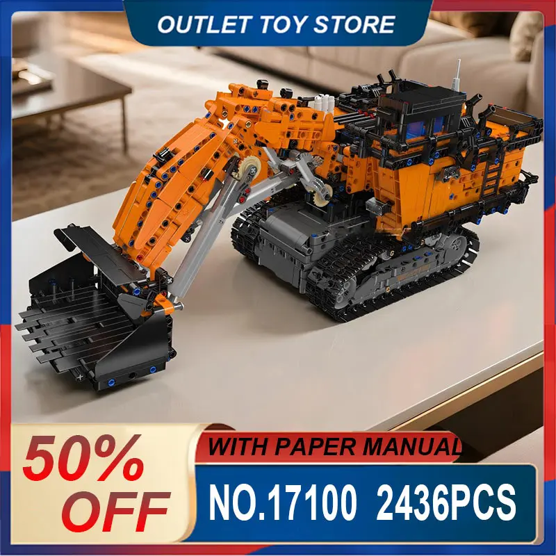 Mould King 17100 Heavy Mine Digger Building Blocks Bricks, Remote Operated Engineering Building Kit for Birthday Present