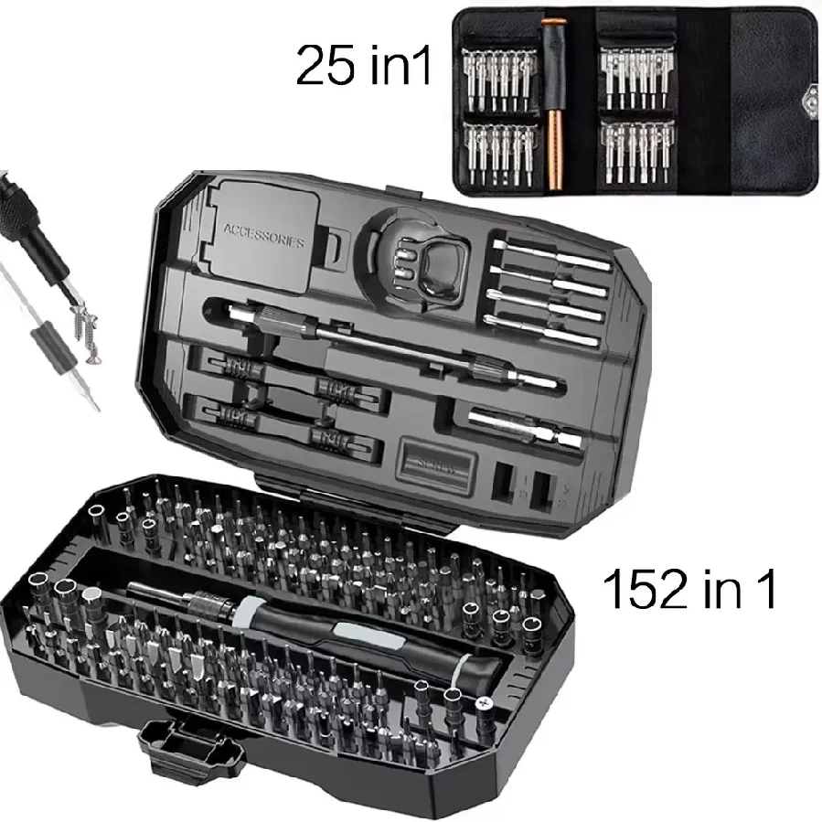 

Precision Screwdriver Set 152/25 in 1 Professional Laptop Repair Tool Kit with T5 T6 Torx Bits for Computer Phone Maintenance