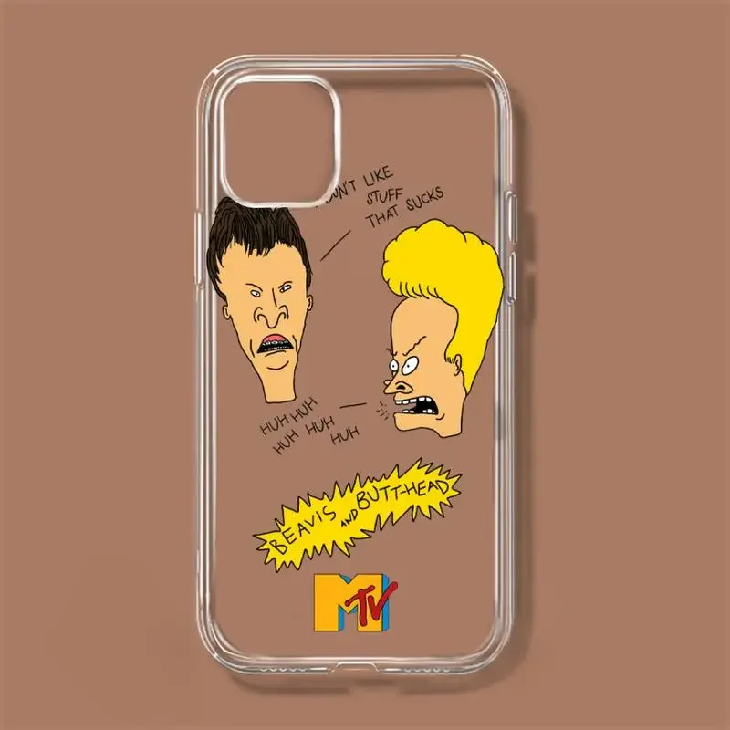 Beavis and Butt-Head Phone Case For iPhone 11 12 Mini 13 14 15 Pro XS Max X 8 7 6s Plus 5 SE XR Transparent Shell