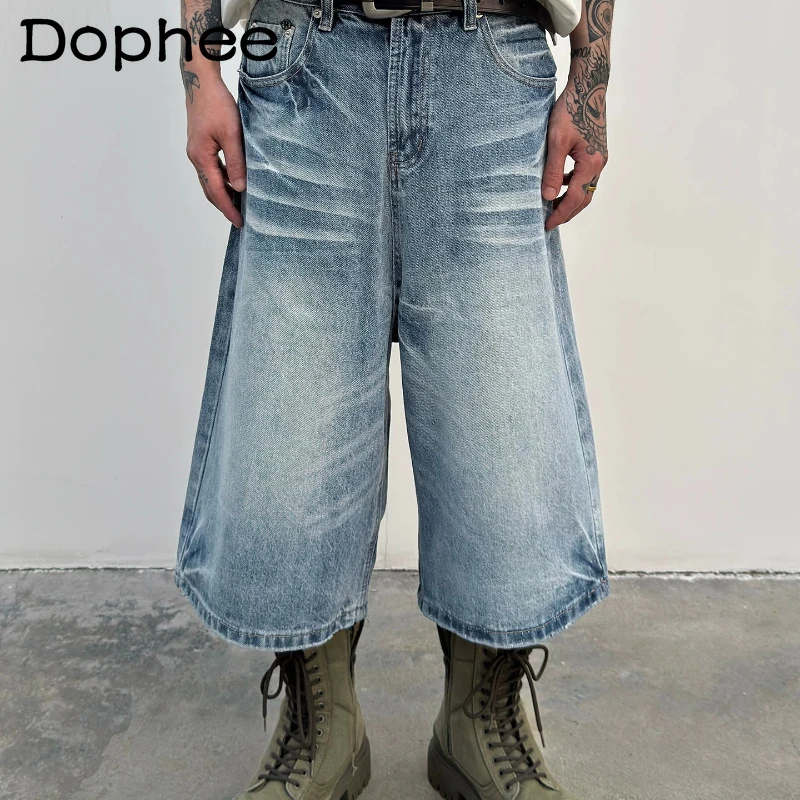 

Men's 2026 Summer New Solid Color Pocket Decoration Shorts Fashion High Street Denim Short Pants Trendy Versatile Denim Shorts