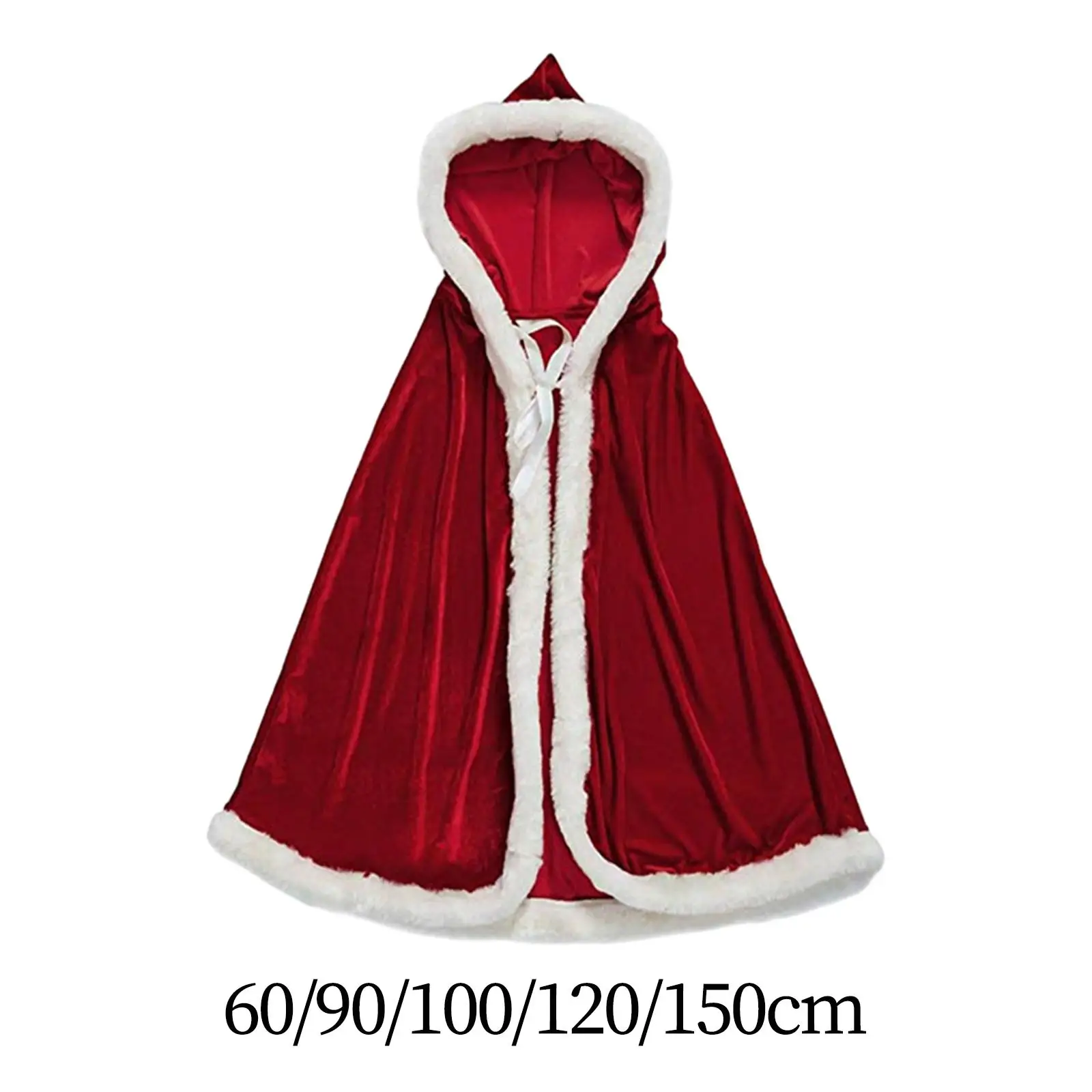 

Santa Claus Robe Santa Claus Costume Portable Christmas Costume Cloak Red Velvet Hooded Cape for Xmas Props Festival Holidays