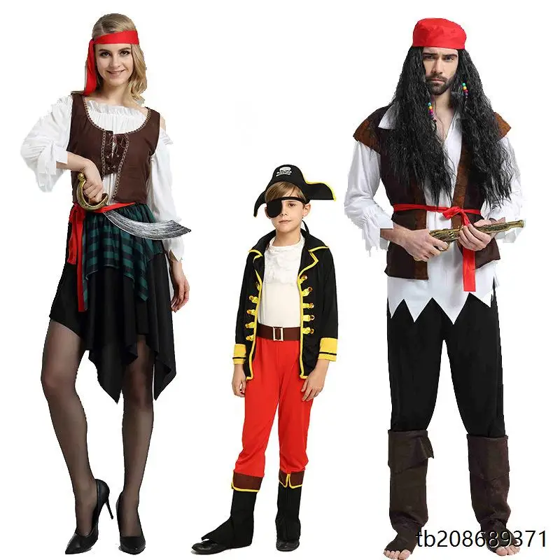 loween Costume da pirata Adulto Uomo Donna Bambini Performance Outfit Capitano ip Crew Tema Par Stage ow Abbigliamento
