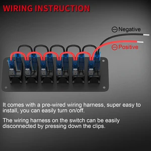 DaierTek-LED Rocker Switch Panel, 6 Gang Car Switch Panel, ON OFF para Automotivo, Acessórios para Carro, Barco Marinho, Caravana, RV, 12V, 24V 12 principais vendas lancha painel - №9