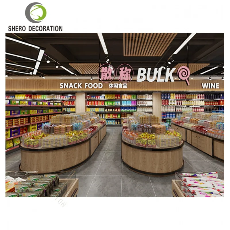 custom.Factory Selling Supermarket Furniture Wooden Supermarket Display Rack Supermarket Interior Design