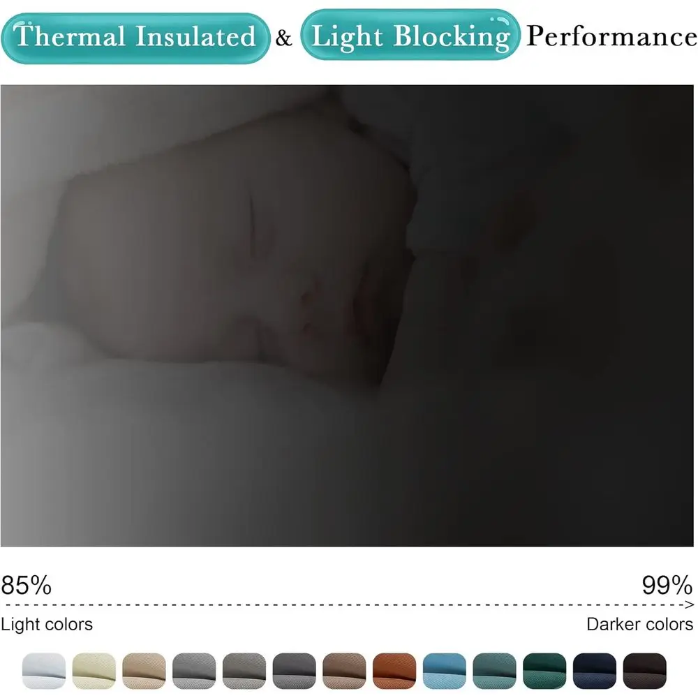 ستائر خارجية مقاومة للماء بطول 95 طويلة، ستائر معزولة، عازلة للصوت، بيج بسكوتي، W84 x L95