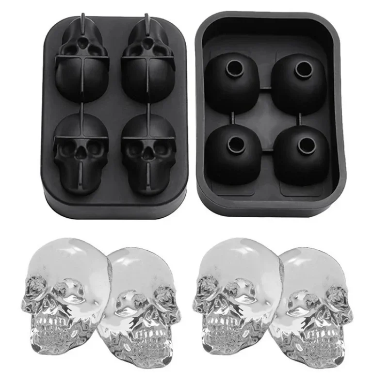 

3D Skull Silicone Mold Ice Cube Tray Mould Ice Cube Maker Ice Ball Mold Whiskey Wine Cocktail Cube Mold