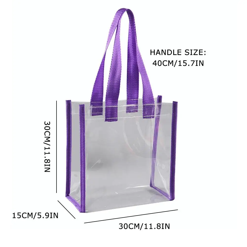 Women Clear PVC Tote Bags Lightweight Plastic Tote Handbag With Handle Waterproof PVC Transparent Shopping Bags Shoulder Handbag