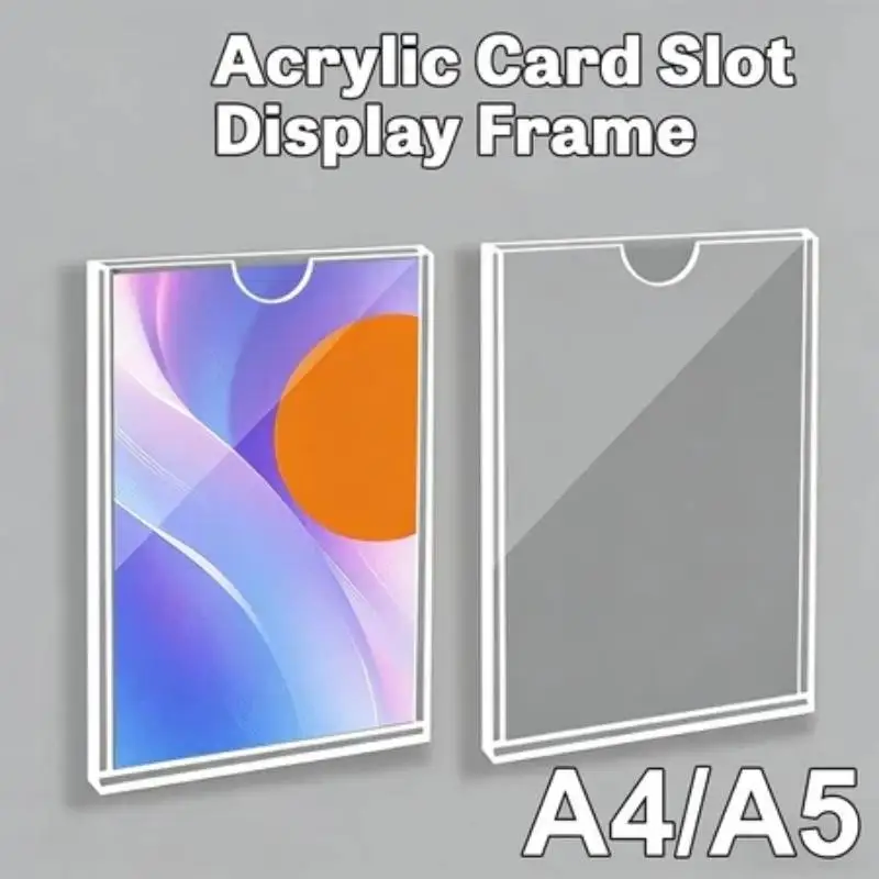 Clear Acrylic A4 A5 Wall Mount Display Stand Transparent Sign Holder for Menu Poster Certificate Cafe Restaurant Office Use