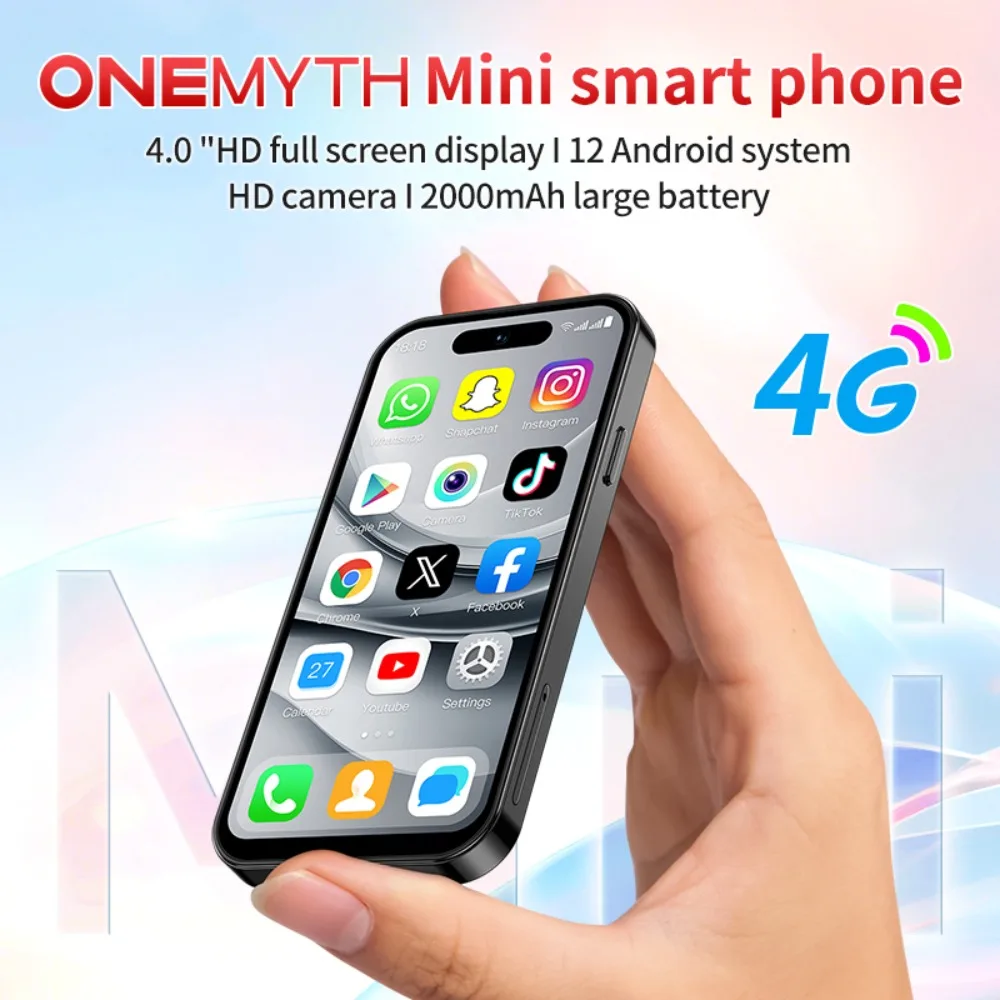 ONEMYTH M17 Pro Mini Smartphone 4G Dual SIM 4" HD Mobile Phone 2000mAh 2GB+16GB Android 12.0 Play Store Small Cellphone Face ID