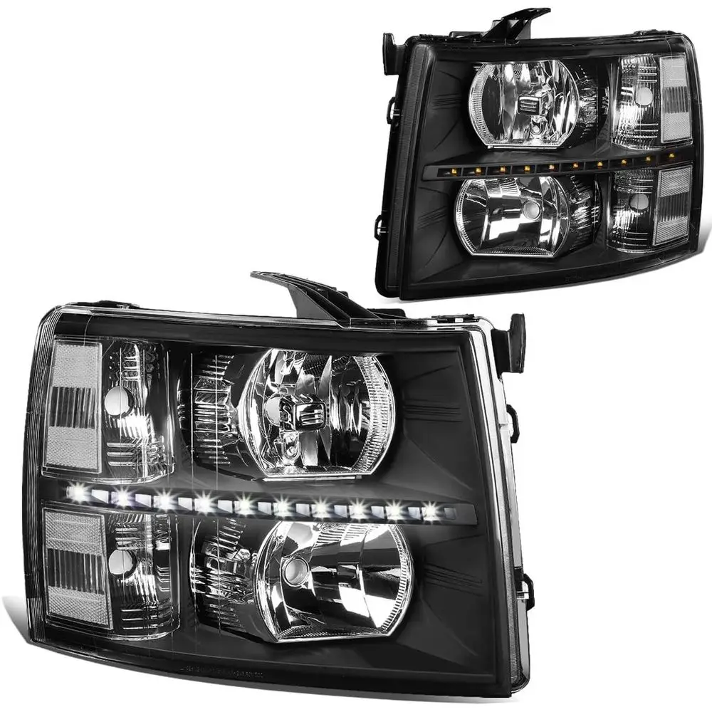 

Pair LED DRL lights Compatible with 07-13 1500 07-14 2500 3500 HD, Black/Clear, HL-LED-CSIL07-BK-CL1
